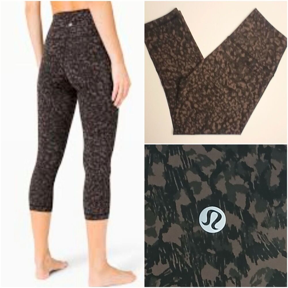 Lululemon Sz 8 Wunder Under Cropped HighRise Legging Wild Thing Camo Brown Earth